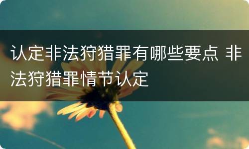 认定非法狩猎罪有哪些要点 非法狩猎罪情节认定