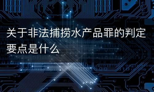 关于非法捕捞水产品罪的判定要点是什么