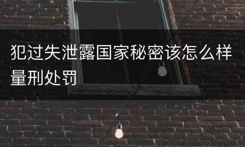 犯过失泄露国家秘密该怎么样量刑处罚