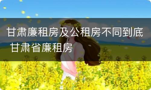 甘肃廉租房及公租房不同到底 甘肃省廉租房