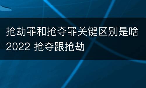 抢劫罪和抢夺罪关键区别是啥2022 抢夺跟抢劫