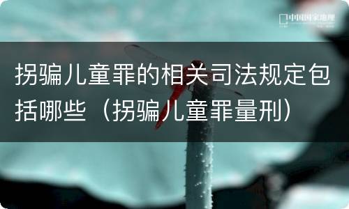 拐骗儿童罪的相关司法规定包括哪些（拐骗儿童罪量刑）