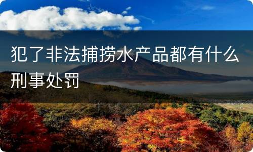 犯了非法捕捞水产品都有什么刑事处罚