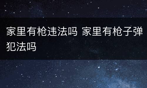 家里有枪违法吗 家里有枪子弹犯法吗