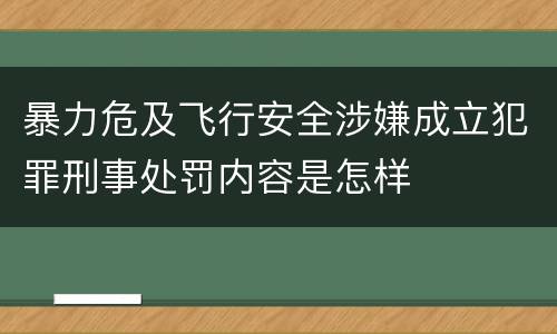 暴力危及飞行安全涉嫌成立犯罪刑事处罚内容是怎样