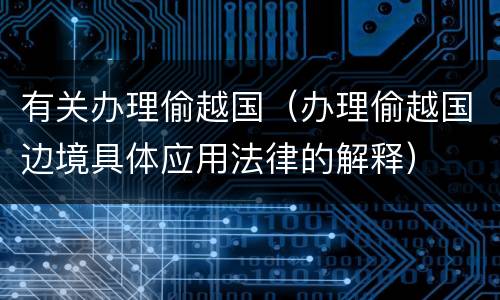 有关办理偷越国（办理偷越国边境具体应用法律的解释）