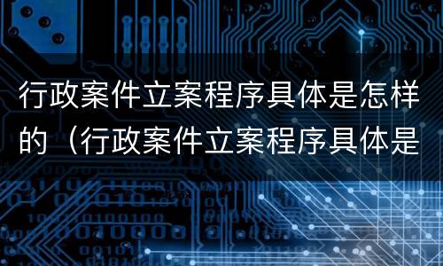 行政案件立案程序具体是怎样的（行政案件立案程序具体是怎样的情形）