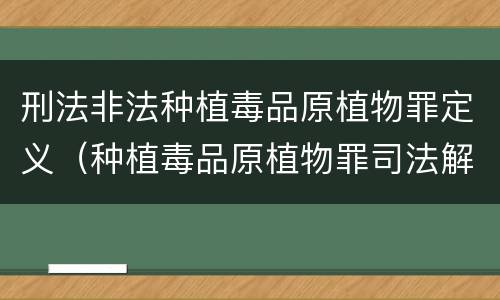刑法非法种植毒品原植物罪定义（种植毒品原植物罪司法解释）