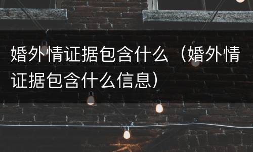 婚外情证据包含什么（婚外情证据包含什么信息）