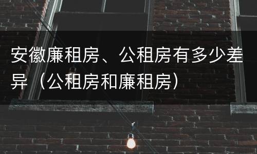 安徽廉租房、公租房有多少差异（公租房和廉租房）