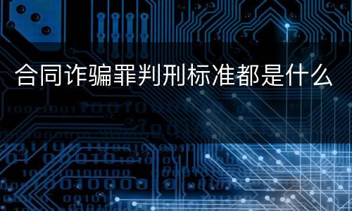 合同诈骗罪判刑标准都是什么