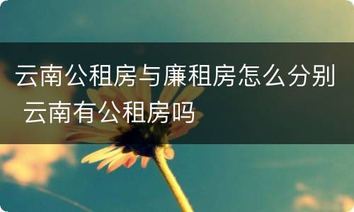 云南公租房与廉租房怎么分别 云南有公租房吗