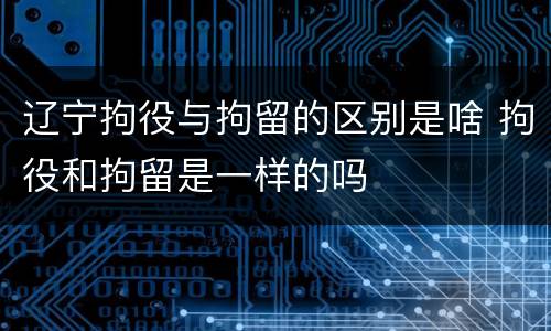 辽宁拘役与拘留的区别是啥 拘役和拘留是一样的吗