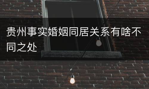 贵州事实婚姻同居关系有啥不同之处