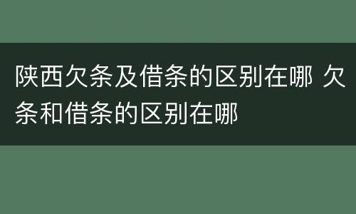 陕西欠条及借条的区别在哪 欠条和借条的区别在哪