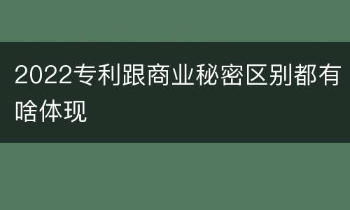 2022专利跟商业秘密区别都有啥体现