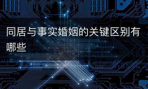 同居与事实婚姻的关键区别有哪些