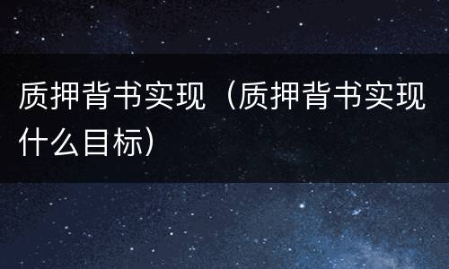 质押背书实现（质押背书实现什么目标）