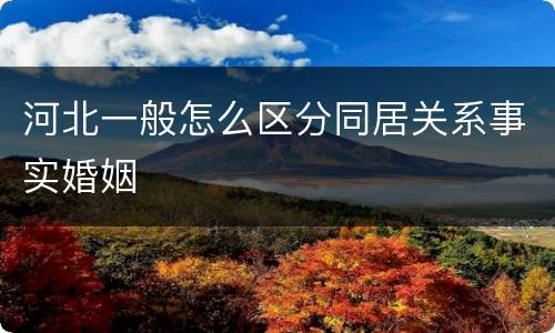 河北一般怎么区分同居关系事实婚姻