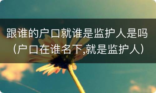 跟谁的户口就谁是监护人是吗（户口在谁名下,就是监护人）