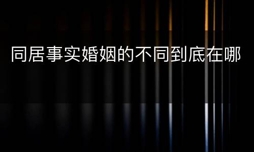 同居事实婚姻的不同到底在哪