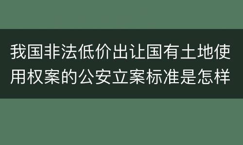 我国非法低价出让国有土地使用权案的公安立案标准是怎样的