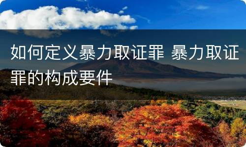 如何定义暴力取证罪 暴力取证罪的构成要件