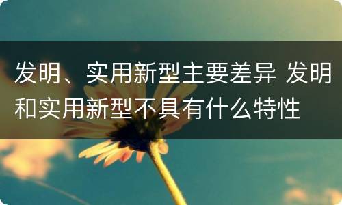发明、实用新型主要差异 发明和实用新型不具有什么特性