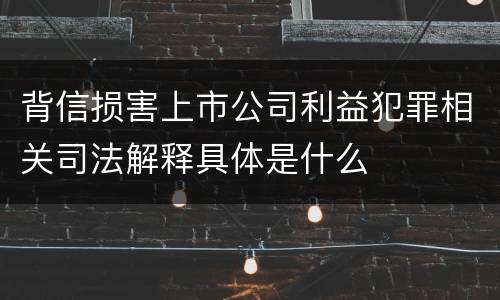 背信损害上市公司利益犯罪相关司法解释具体是什么