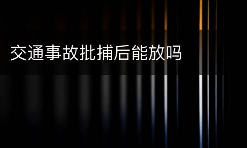 交通事故批捕后能放吗
