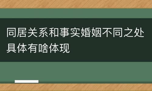 同居关系和事实婚姻不同之处具体有啥体现