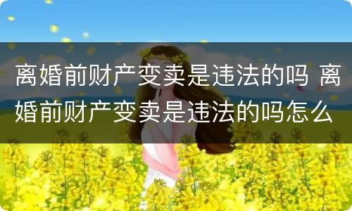 离婚前财产变卖是违法的吗 离婚前财产变卖是违法的吗怎么处理
