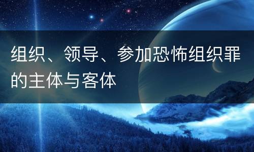 组织、领导、参加恐怖组织罪的主体与客体