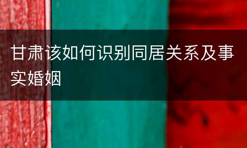 甘肃该如何识别同居关系及事实婚姻