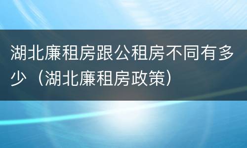 湖北廉租房跟公租房不同有多少（湖北廉租房政策）