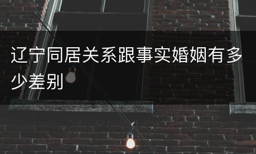 辽宁同居关系跟事实婚姻有多少差别