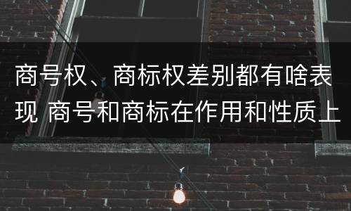 商号权、商标权差别都有啥表现 商号和商标在作用和性质上有较大区别