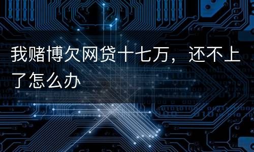 我赌博欠网贷十七万，还不上了怎么办