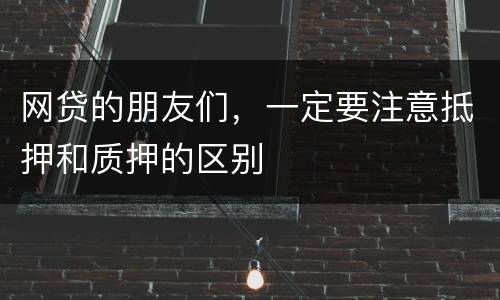 网贷的朋友们，一定要注意抵押和质押的区别