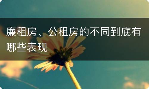 廉租房、公租房的不同到底有哪些表现