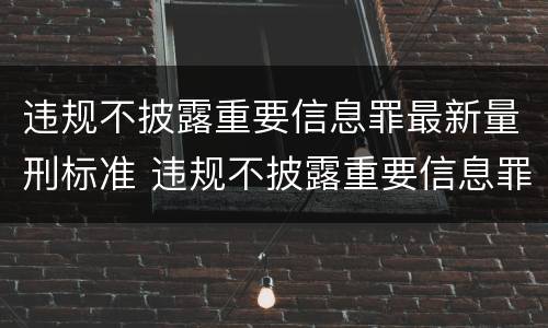 违规不披露重要信息罪最新量刑标准 违规不披露重要信息罪最新量刑标准