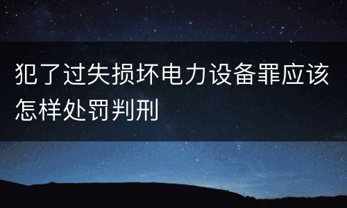 犯了过失损坏电力设备罪应该怎样处罚判刑