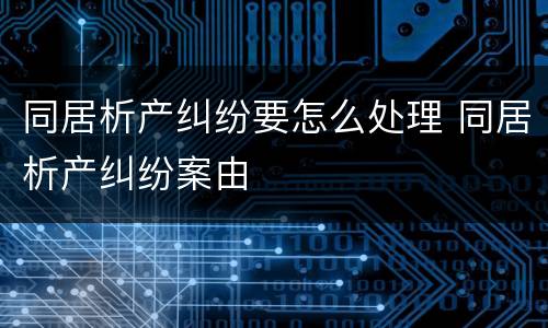 同居析产纠纷要怎么处理 同居析产纠纷案由