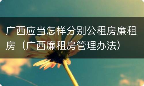 广西应当怎样分别公租房廉租房（广西廉租房管理办法）