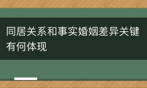 同居关系和事实婚姻差异关键有何体现