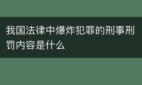 我国法律中爆炸犯罪的刑事刑罚内容是什么