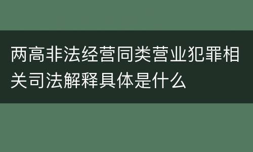 两高非法经营同类营业犯罪相关司法解释具体是什么
