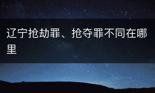 辽宁抢劫罪、抢夺罪不同在哪里