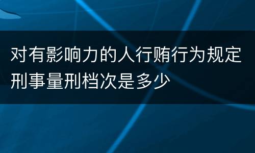 对有影响力的人行贿行为规定刑事量刑档次是多少