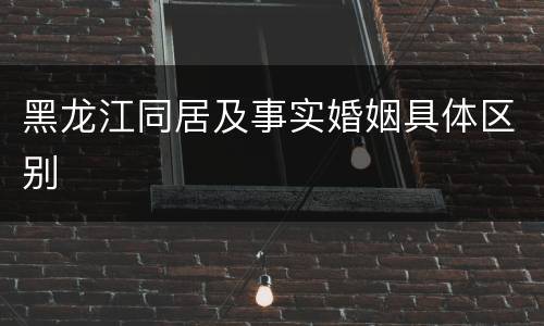 黑龙江同居及事实婚姻具体区别